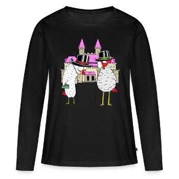 Château Poulet Poulets Royal Volaille Château - T-shirt manches longues Premium bio Femme - noir - Devant - Julia (174cm)