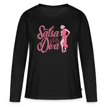 Salsa Danse Salsa Diva Mambo Danse Danse Sport - T-shirt manches longues Premium bio Femme - noir - Devant - Julia (174cm)