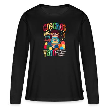 Journée des remplissages au crochet - T-shirt manches longues Premium bio Femme - noir - Devant - Julia (174cm)