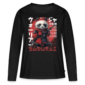 Samurai Panda Kawaii Japanese Ninja Panda Bear - Women's Premium Organic Long Sleeve Shirt - black - Front - Julia (174cm)