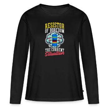 Elektrotechnik Widerstand der Langeweile - Frauen Premium Bio Langarmshirt - Schwarz - Vorne - Julia (174cm)