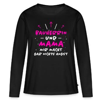 Bauherrin Spruch Bauherr Lustig Bauherrin Geschenk - Frauen Premium Bio Langarmshirt - Schwarz - Vorne - Julia (174cm)