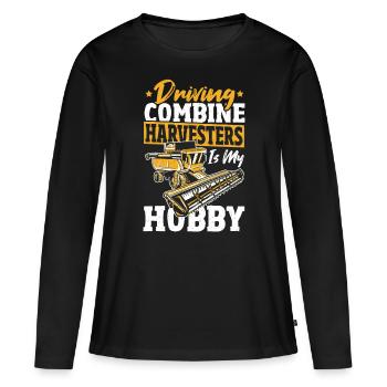 Farm Vehicle Gathering Combine Combine Harvester - Women's Premium Organic Long Sleeve Shirt - black - Front - Julia (174cm)