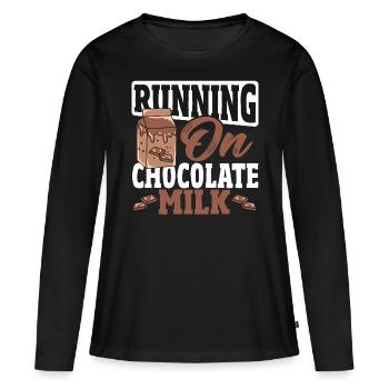Double Choc Cacao Boisson Lait Chocolat Lait - T-shirt manches longues Premium bio Femme - noir - Devant - Julia (174cm)