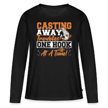 Fischer Kajak Fischen Shirt für Angler, die alles - Frauen Premium Bio Langarmshirt - Schwarz - Vorne - Julia (174cm)