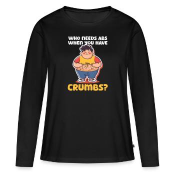 Amateur de biscuits, qui a besoin d’abdos quand on a des miettes ? - T-shirt manches longues Premium bio Femme - noir - Devant - Julia (174cm)