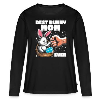 Meilleure maman lapin de tous les temps - T-shirt manches longues Premium bio Femme - noir - Devant - Julia (174cm)