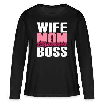 Belle-mère - T-shirt manches longues Premium bio Femme - noir - Devant - Julia (174cm)