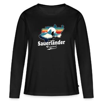 Sauerländer Original Retro Sunset - Women's Premium Organic Long Sleeve Shirt - black - Front - Julia (174cm)