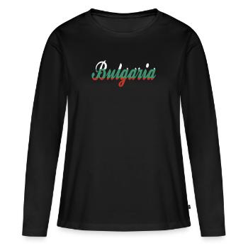 Bulgarie Bulgarie Lettrage Bulgarie - T-shirt manches longues Premium bio Femme - noir - Devant - Julia (174cm)