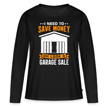 Vente de garage - T-shirt manches longues Premium bio Femme - noir - Devant - Julia (174cm)