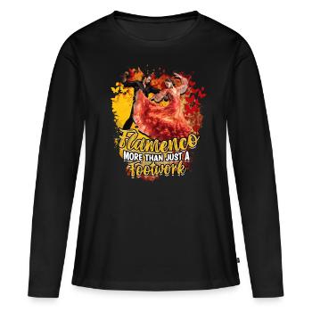 Flamenco Plus qu’un simple jeu de jambes sophistiqué - T-shirt manches longues Premium bio Femme - noir - Devant - Julia (174cm)