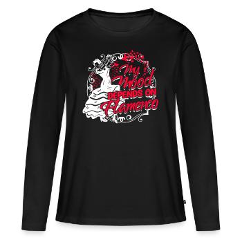 Flamenco Mon humeur dépend du Flamenco - T-shirt manches longues Premium bio Femme - noir - Devant - Julia (174cm)