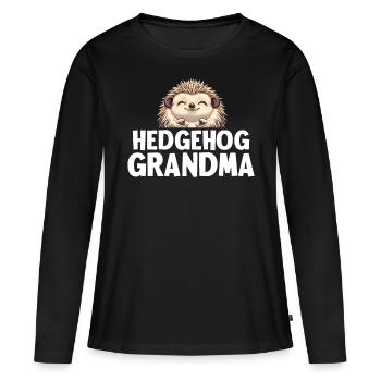 Hedgehog Grandma - Women's Premium Organic Long Sleeve Shirt - black - Front - Julia (174cm)