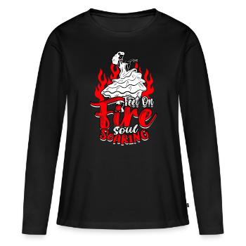 Flamenco Feet On Fire Soul Soaring - Frauen Premium Bio Langarmshirt - Schwarz - Vorne - Julia (174cm)