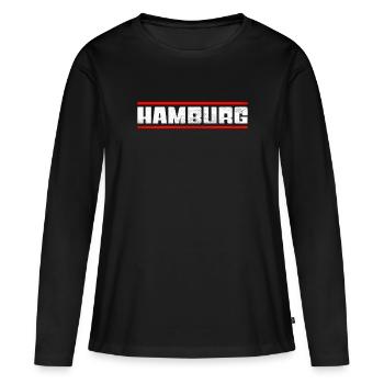 Hambourg - T-shirt manches longues Premium bio Femme - noir - Devant - Julia (174cm)
