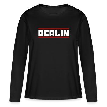 Berlin - T-shirt manches longues Premium bio Femme - noir - Devant - Julia (174cm)