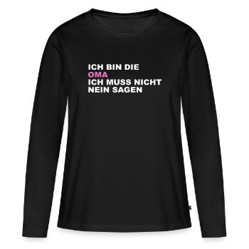 Oma Spruch - Frauen Premium Bio Langarmshirt - Schwarz - Vorne - Julia (174cm)