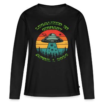 Légalisé en Allemagne. Légalisation du cannabis, OVNI, - T-shirt manches longues Premium bio Femme - noir - Devant - Julia (174cm)