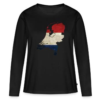Pays-Bas - frontière nationale dans le drapeau national - T-shirt manches longues Premium bio Femme - noir - Devant - Julia (174cm)