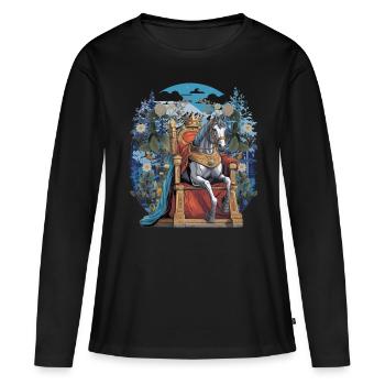 Cheval, Prince Charmant, Conte De Fées, Chevaux, Coursier, Règle - T-shirt manches longues Premium bio Femme - noir - Devant - Julia (174cm)