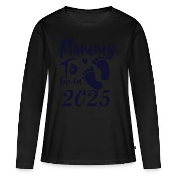 Mother 2025 loading, I will be a mother in 2025 - Women's Premium Organic Long Sleeve Shirt - black - Front - Julia (174cm)
