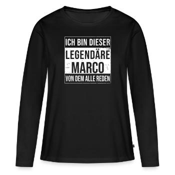 Je suis cette légende pour Marco - T-shirt manches longues Premium bio Femme - noir - Devant - Julia (174cm)