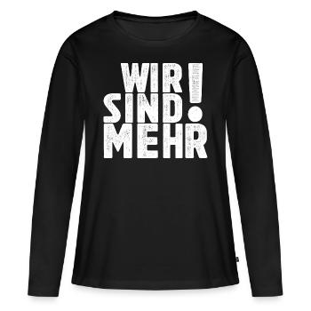 Wir sind mehr! - Einheit in Vielfalt - Frauen Premium Bio Langarmshirt - Schwarz - Vorne - Julia (174cm)