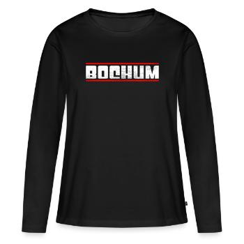 Bochum - Frauen Premium Bio Langarmshirt - Schwarz - Vorne - Julia (174cm)