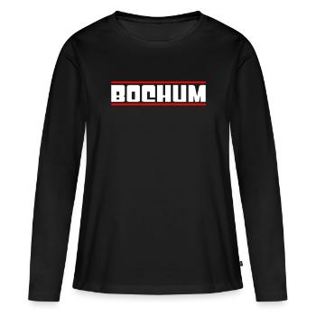 Bochum - Frauen Premium Bio Langarmshirt - Schwarz - Vorne - Julia (174cm)