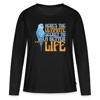 Perruche : Voici l’ultime perruche perruche - T-shirt manches longues Premium bio Femme - noir - Devant - Julia (174cm)