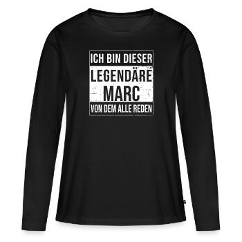 Je suis cette légende pour Marc - T-shirt manches longues Premium bio Femme - noir - Devant - Julia (174cm)