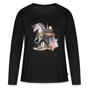 Licorne Technologie Machine Licornes Cheval - T-shirt manches longues Premium bio Femme - noir - Devant - Julia (174cm)
