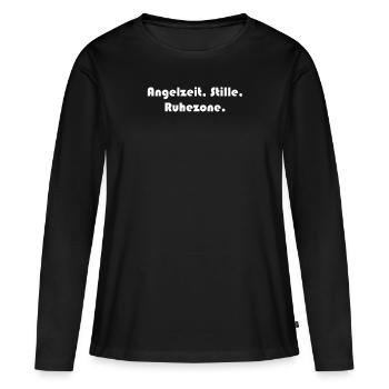 Pêche - temps de pêche, silence, zone de tranquillité. - T-shirt manches longues Premium bio Femme - noir - Devant - Julia (174cm)