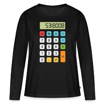 Calculatrice de Boobies - T-shirt manches longues Premium bio Femme - noir - Devant - Julia (174cm)
