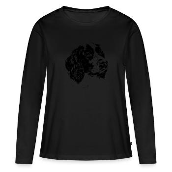 Épagneul springer - T-shirt manches longues Premium bio Femme - noir - Devant - Julia (174cm)