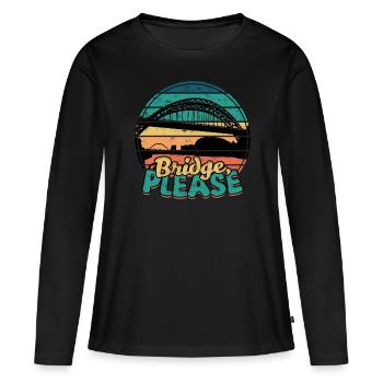 Pont Ingénieur Pont S’il vous plaît - T-shirt manches longues Premium bio Femme - noir - Devant - Julia (174cm)