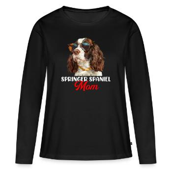Épagneul springer - T-shirt manches longues Premium bio Femme - noir - Devant - Julia (174cm)