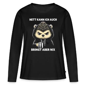 Sympa je peux aussi apporter mais rien n’apporte - T-shirt manches longues Premium bio Femme - noir - Devant - Julia (174cm)