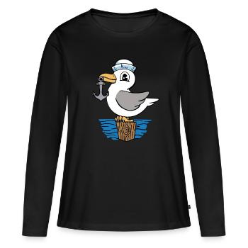 Mouette ancre marin marin marin enfants - T-shirt manches longues Premium bio Femme - noir - Devant - Julia (174cm)