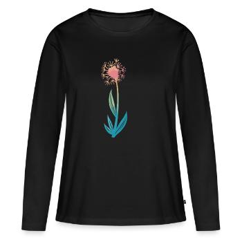 Fleur, Nature, Botanique - T-shirt manches longues Premium bio Femme - noir - Devant - Julia (174cm)