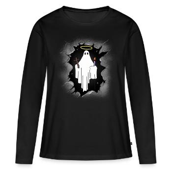 Minuit Saint- Fantôme Halloween Effrayant - T-shirt manches longues Premium bio Femme - noir - Devant - Julia (174cm)
