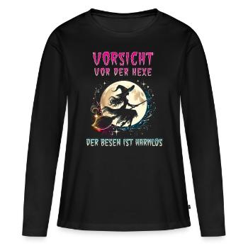 Beware of the witch of brooms is harmless - Women's Premium Organic Long Sleeve Shirt - black - Front - Julia (174cm)