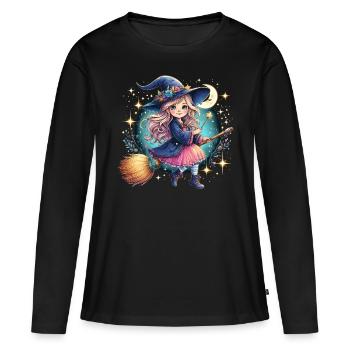 Süße Hexe Zauberstab Hexenbesen - Frauen Premium Bio Langarmshirt - Schwarz - Vorne - Julia (174cm)