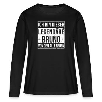 Je suis cette légende pour Bruno - T-shirt manches longues Premium bio Femme - noir - Devant - Julia (174cm)