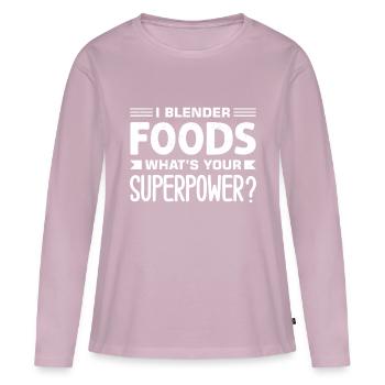 Smoothies Aliments Liquides - T-shirt manches longues Premium bio Femme - rose poudré - Devant - Julia (174cm)