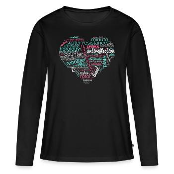 Horlogerie et horlogerie - T-shirt manches longues Premium bio Femme - noir - Devant - Julia (174cm)