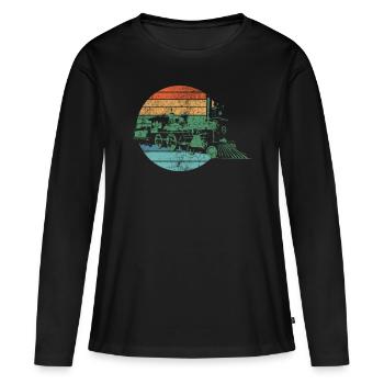 Train Trains Conducteurs de train - T-shirt manches longues Premium bio Femme - noir - Devant - Julia (174cm)