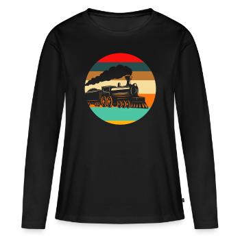 Retro Train Trains Train Spotter - Women's Premium Organic Long Sleeve Shirt - black - Front - Julia (174cm)