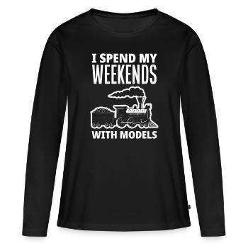 Week-end Train miniature Trains Hobby - T-shirt manches longues Premium bio Femme - noir - Devant - Julia (174cm)